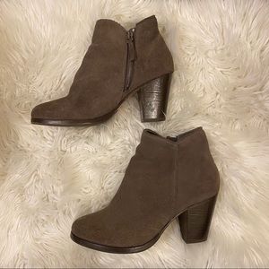 THURSDAY BOOTS Grey Suede Heeled Booties